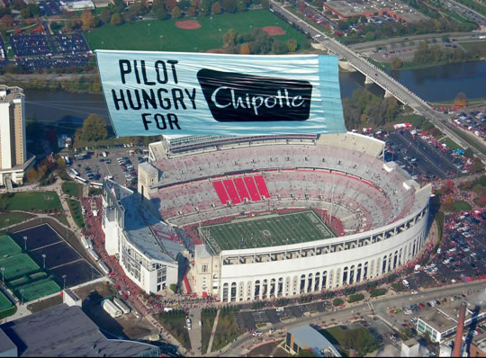aerial banner over stadium
