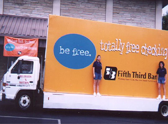 Mobile billboard for a bank