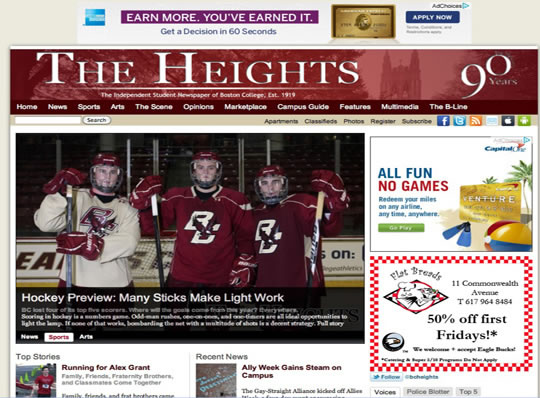 college newspaper online page