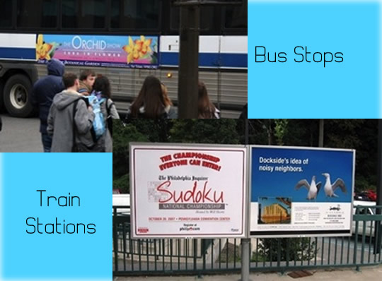 Bus and train stop signage